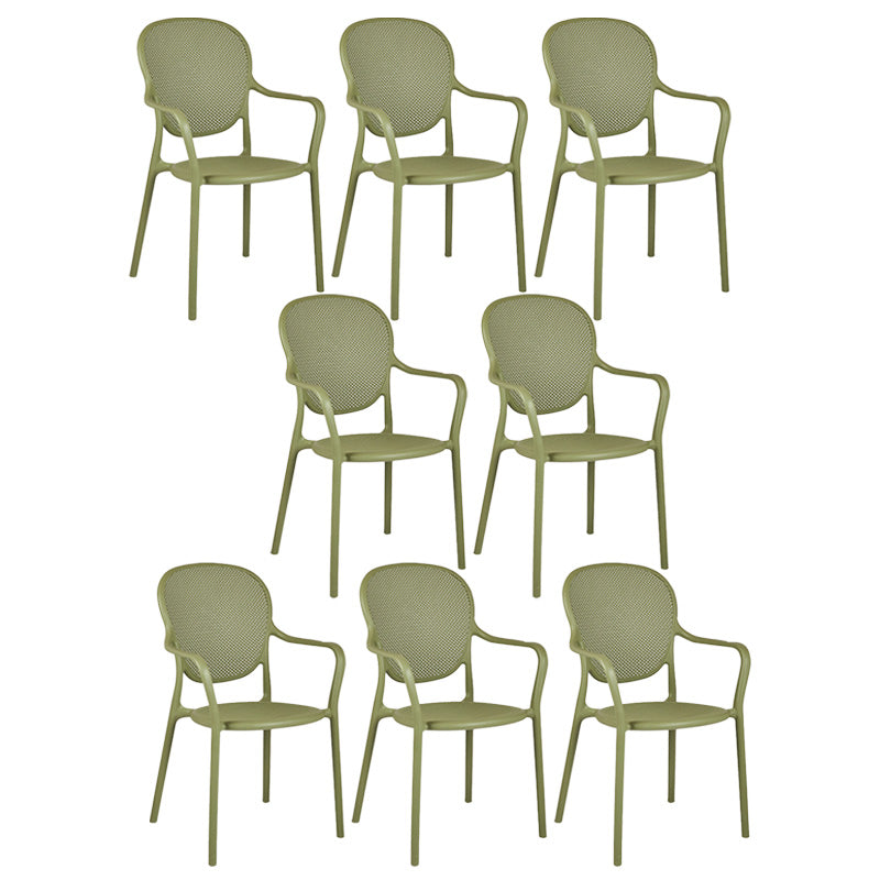 Contemporary Plastic Dining Arm Chair King Louis Back Side Chair Green 8 Piece Set Clearhalo 'Dining Chairs' 'Dining Tables & Seating' 'dining_chair' 'furn' 'furn_dining_chair' 'Furniture' 'Kitchen & Dining Furniture' 6796323