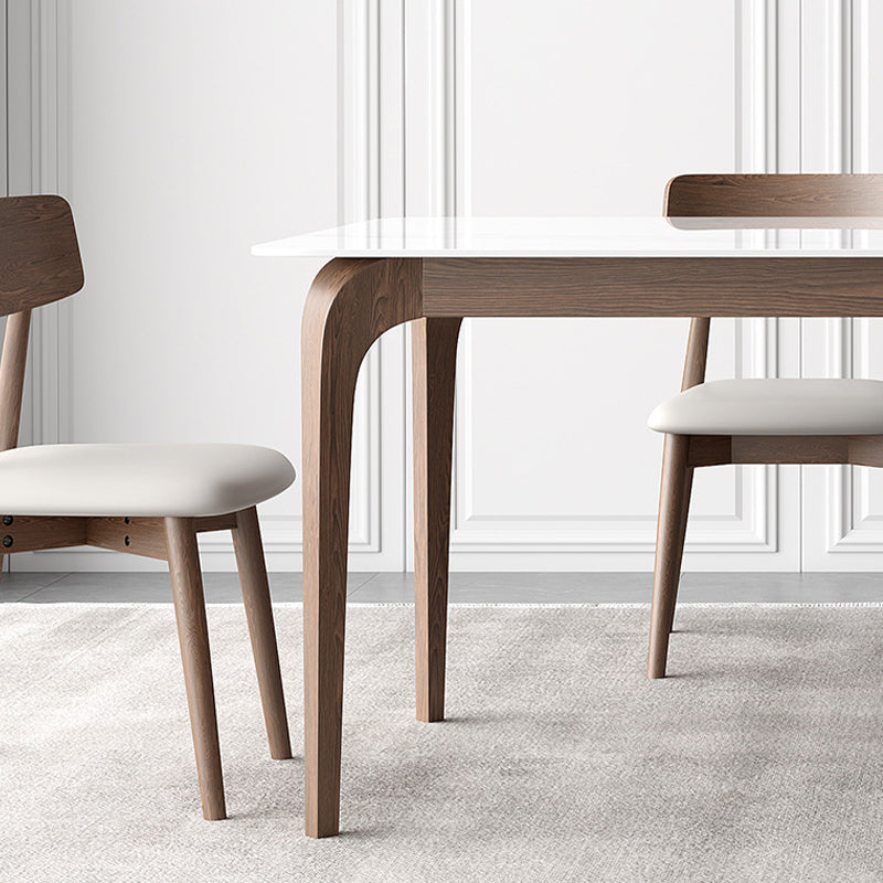 Mid-Century Dinette Table Rectangle Stone Dining Table in White Clearhalo 'Dining Tables & Seating' 'Dining Tables' 'dining_table' 'furn' 'furn_dining_table' 'Furniture' 'Kitchen & Dining Furniture' 6796346