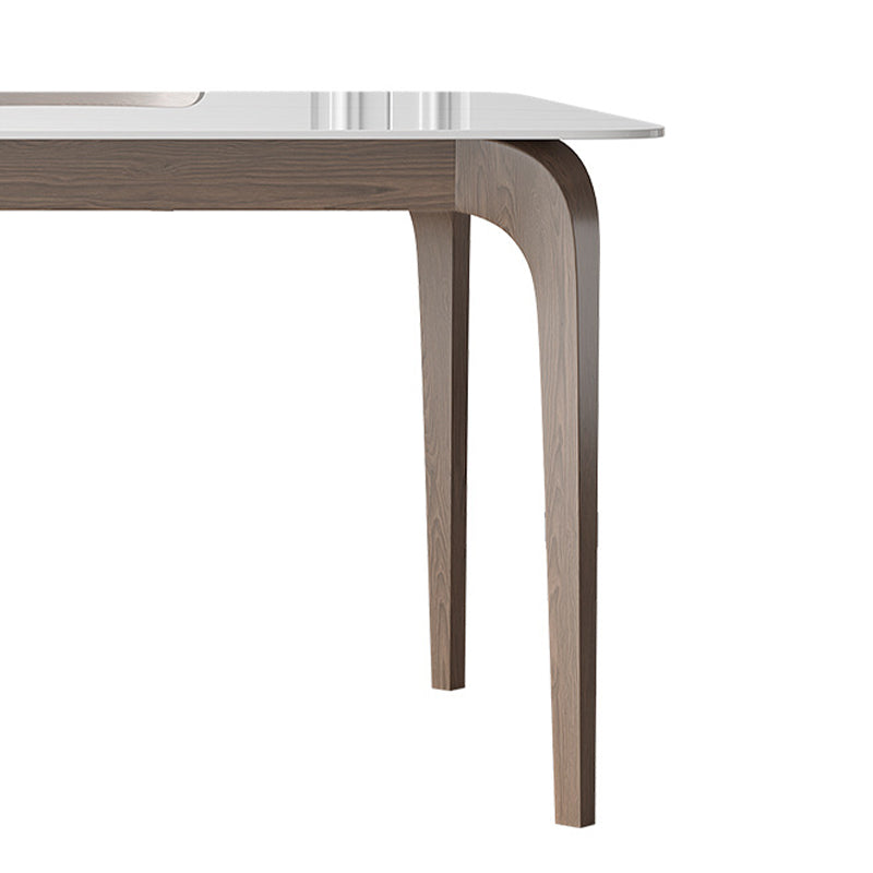 Mid-Century Dinette Table Rectangle Stone Dining Table in White Clearhalo 'Dining Tables & Seating' 'Dining Tables' 'dining_table' 'furn' 'furn_dining_table' 'Furniture' 'Kitchen & Dining Furniture' 6796349