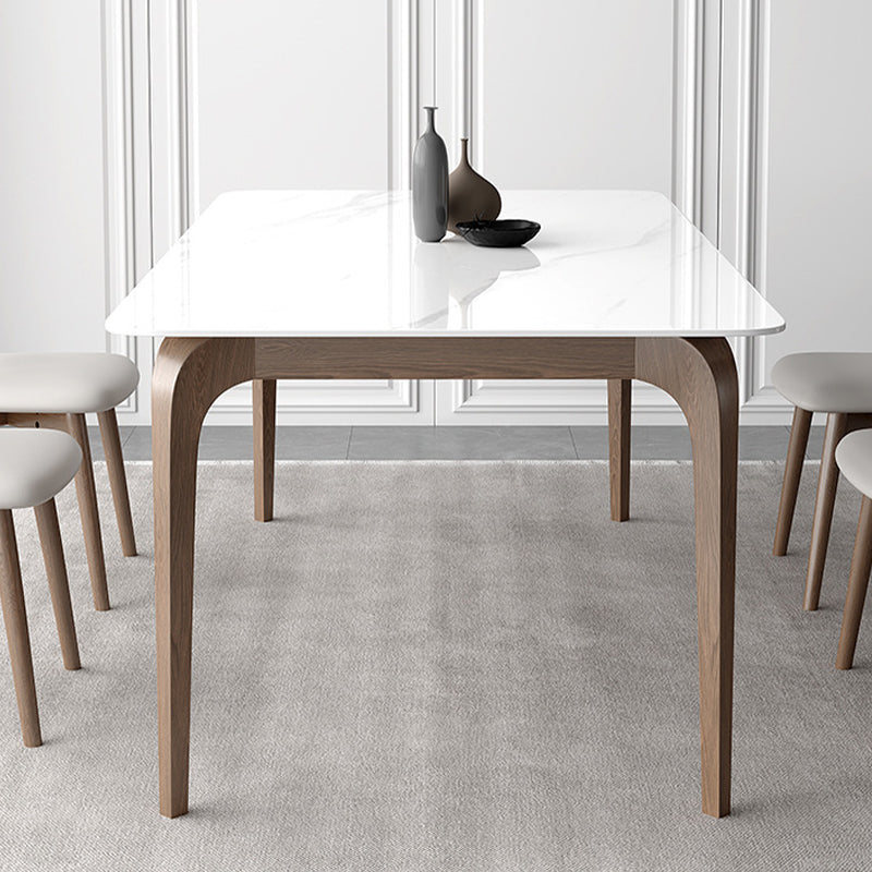 Mid-Century Dinette Table Rectangle Stone Dining Table in White Clearhalo 'Dining Tables & Seating' 'Dining Tables' 'dining_table' 'furn' 'furn_dining_table' 'Furniture' 'Kitchen & Dining Furniture' 6796352