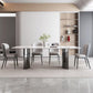 Contemporary Furniture Rectangle Stone Dining Room Table in White