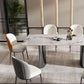 Contemporary Furniture Rectangle Stone Dining Room Table in White