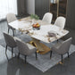 Glam Style Dinette Table Rectangle Stone Dining Room Table for Kitchen
