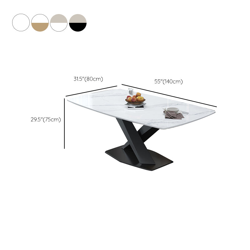 Glam Style Dinette Table Rectangle Stone Dining Room Table for Kitchen