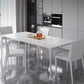 Industrial Dining Room Table Rectangle Stone Dinette Table for Home White 70.9"L x 35.4"W x 29.5"H Without Chairs Clearhalo 'Dining Tables & Seating' 'Dining Tables' 'dining_table' 'furn' 'furn_dining_table' 'Furniture' 'Kitchen & Dining Furniture' 6796426
