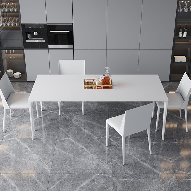 Industrial Dining Room Table Rectangle Stone Dinette Table for Home White 78.7"L x 31.5"W x 29.5"H Without Chairs Clearhalo 'Dining Tables & Seating' 'Dining Tables' 'dining_table' 'furn' 'furn_dining_table' 'Furniture' 'Kitchen & Dining Furniture' 6796427