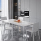 Industrial Dining Room Table Rectangle Stone Dinette Table for Home White 63"L x 31.5"W x 29.5"H Without Chairs Clearhalo 'Dining Tables & Seating' 'Dining Tables' 'dining_table' 'furn' 'furn_dining_table' 'Furniture' 'Kitchen & Dining Furniture' 6796429
