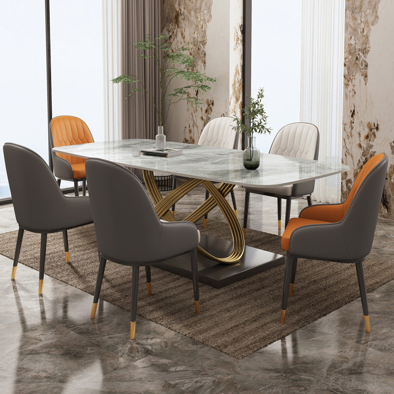 Table de salle à manger en pierre rectangulaire de Table de dinette de Style Glam pour la maison