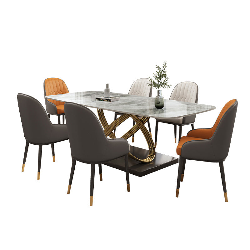 Table de salle à manger en pierre rectangulaire de Table de dinette de Style Glam pour la maison
