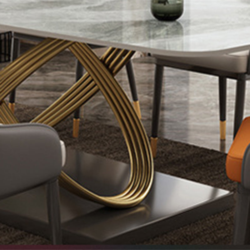 Table de salle à manger en pierre rectangulaire de Table de dinette de Style Glam pour la maison