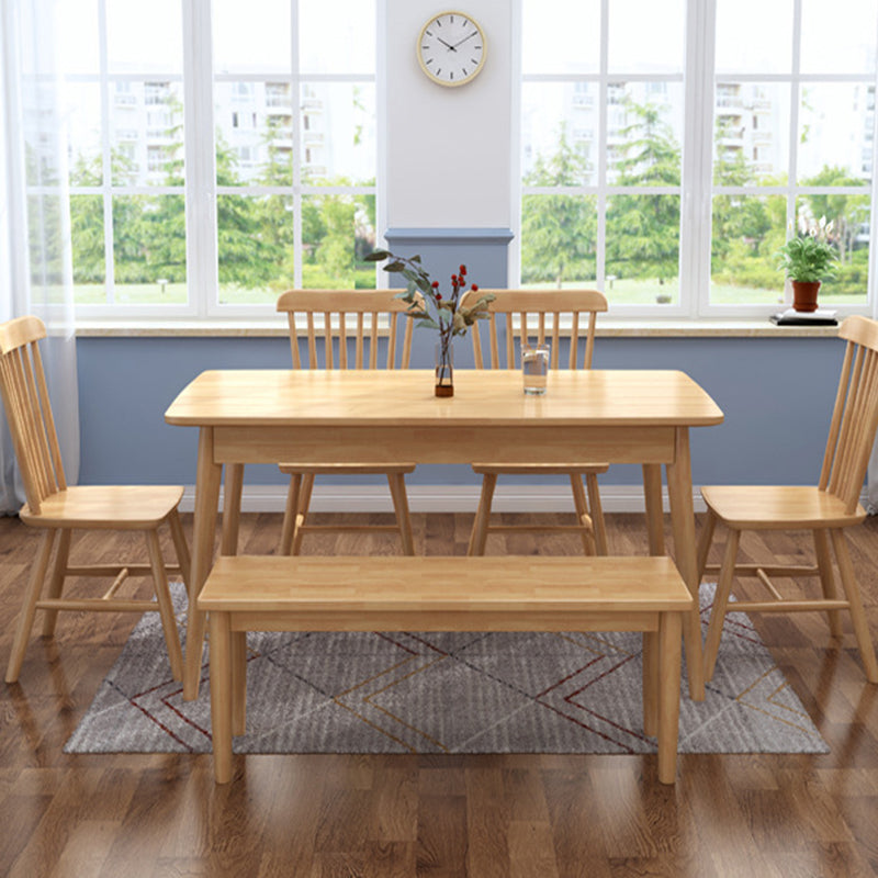 Rubberwood Dining Table Modern Rectangle Dining Table for Kitchen Natural 63"L x 31.5"W x 29.5"H Without Chairs Clearhalo 'Dining Tables & Seating' 'Dining Tables' 'dining_table' 'furn' 'furn_dining_table' 'Furniture' 'Kitchen & Dining Furniture' 6796472