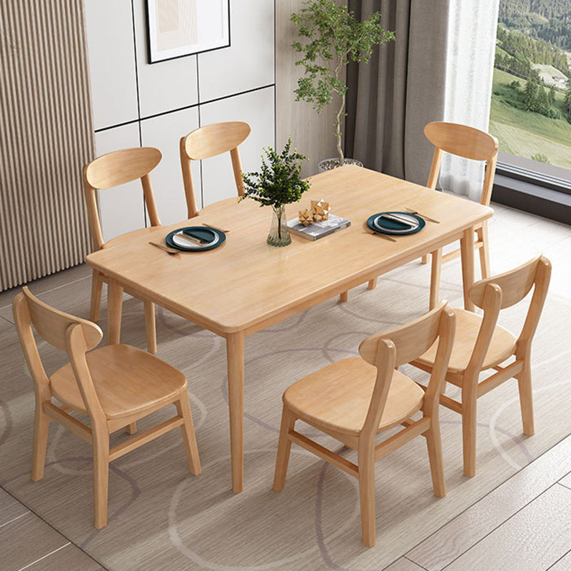 Table à manger rectangulaire en bois massif d'hévéa, pour la cuisine
