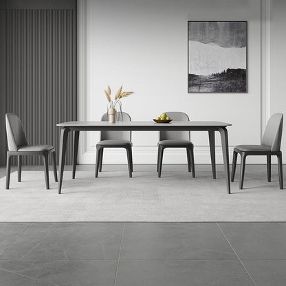 Tavolo da pranzo in pietra rettangolare con mobili in stile moderno in grigio