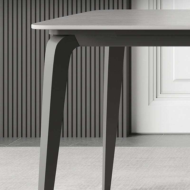Tavolo da pranzo in pietra rettangolare con mobili in stile moderno in grigio