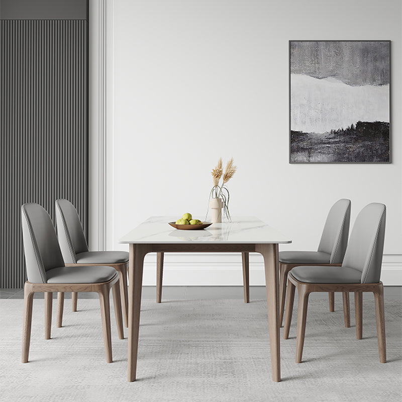 Mesa de comedor Mid-Century Mesa de comedor rectangular de piedra en blanco