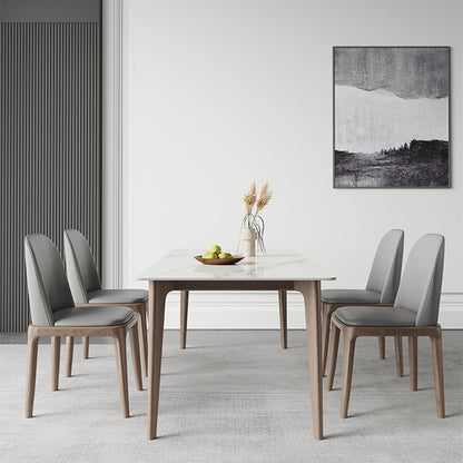 Mesa de comedor Mid-Century Mesa de comedor rectangular de piedra en blanco