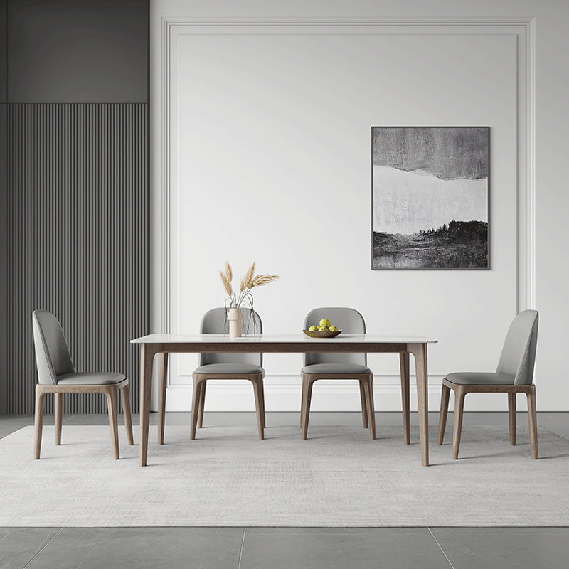 Mesa de comedor Mid-Century Mesa de comedor rectangular de piedra en blanco