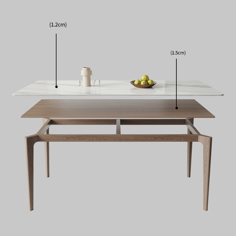 Mesa de comedor Mid-Century Mesa de comedor rectangular de piedra en blanco