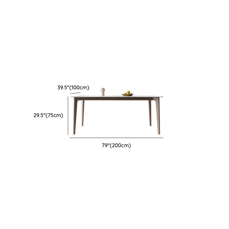 Mesa de comedor Mid-Century Mesa de comedor rectangular de piedra en blanco