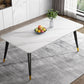 Glam Style Furniture Rectangle Stone Dining Room Table for Kitchen Black White Without Chairs Clearhalo 'Dining Tables & Seating' 'Dining Tables' 'dining_table' 'furn' 'furn_dining_table' 'Furniture' 'Kitchen & Dining Furniture' 6796598