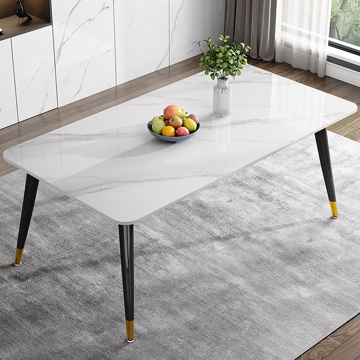 Glam Style Furniture Rectangle Stone Dining Room Table for Kitchen White Without Chairs Clearhalo 'Dining Tables & Seating' 'Dining Tables' 'dining_table' 'furn' 'furn_dining_table' 'Furniture' 'Kitchen & Dining Furniture' 6796599