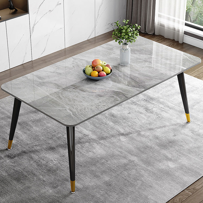Glam Style Furniture Rectangle Stone Dining Room Table for Kitchen Light Gray Without Chairs Clearhalo 'Dining Tables & Seating' 'Dining Tables' 'dining_table' 'furn' 'furn_dining_table' 'Furniture' 'Kitchen & Dining Furniture' 6796601