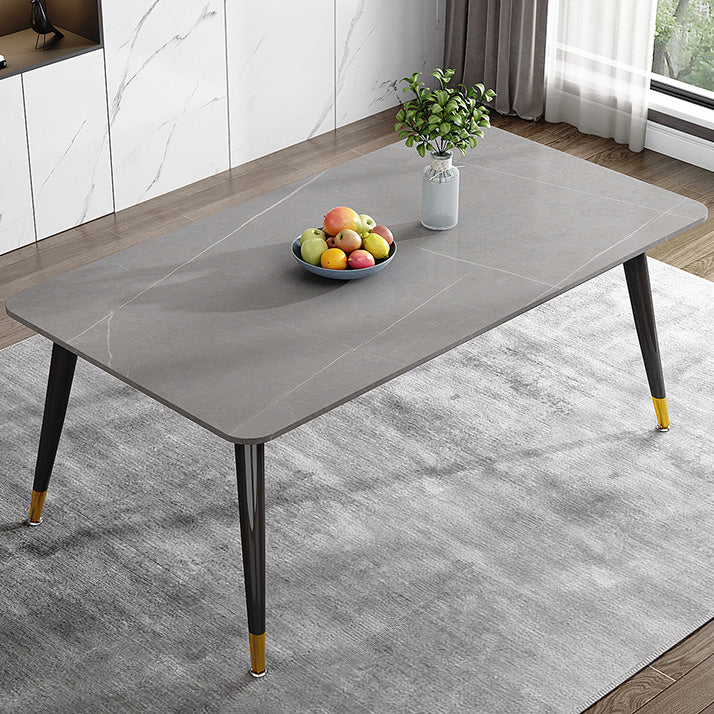 Glam Style Furniture Rectangle Stone Dining Room Table for Kitchen Gray Without Chairs Clearhalo 'Dining Tables & Seating' 'Dining Tables' 'dining_table' 'furn' 'furn_dining_table' 'Furniture' 'Kitchen & Dining Furniture' 6796603
