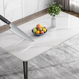 Glam Style Furniture Rectangle Stone Dining Room Table for Kitchen Clearhalo 'Dining Tables & Seating' 'Dining Tables' 'dining_table' 'furn' 'furn_dining_table' 'Furniture' 'Kitchen & Dining Furniture' 6796607