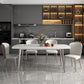 Glam Style Furniture Rectangle Stone Dining Room Table in White