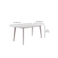 Glam Style Furniture Rectangle Stone Dining Room Table in White