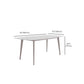 Glam Style Furniture Rectangle Stone Dining Room Table in White