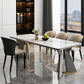 Glam Furniture Rectangle Stone Dining Room Table for Kitchen White 63"L x 31.5"W x 29.5"H Without Chairs Clearhalo 'Dining Tables & Seating' 'Dining Tables' 'dining_table' 'furn' 'furn_dining_table' 'Furniture' 'Kitchen & Dining Furniture' 6796631