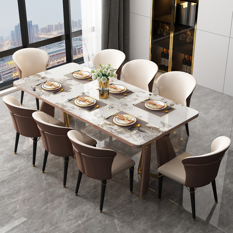 Glam Furniture Rectangle Stone Dining Room Table for Kitchen Pandora Gold Without Chairs Clearhalo 'Dining Tables & Seating' 'Dining Tables' 'dining_table' 'furn' 'furn_dining_table' 'Furniture' 'Kitchen & Dining Furniture' 6796632