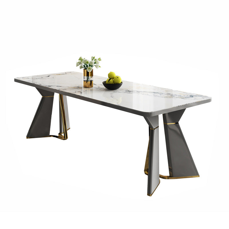 Glam Furniture Rectangle Stone Dining Room Table for Kitchen White 78.7"L x 35.4"W x 29.5"H Without Chairs Clearhalo 'Dining Tables & Seating' 'Dining Tables' 'dining_table' 'furn' 'furn_dining_table' 'Furniture' 'Kitchen & Dining Furniture' 6796633