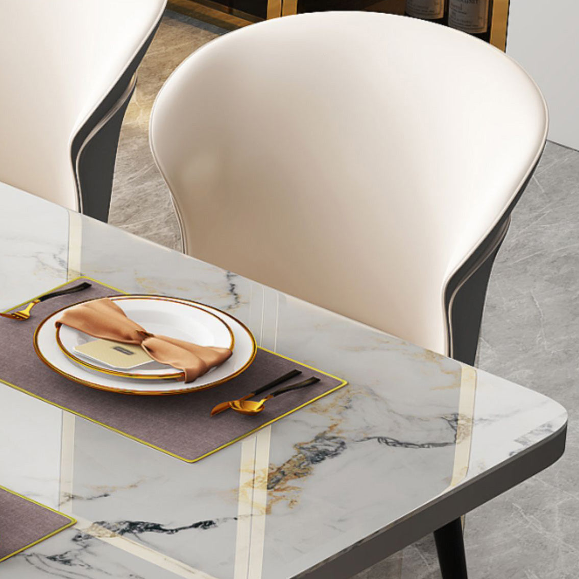 Glam Furniture Rectangle Stone Dining Room Table for Kitchen Clearhalo 'Dining Tables & Seating' 'Dining Tables' 'dining_table' 'furn' 'furn_dining_table' 'Furniture' 'Kitchen & Dining Furniture' 6796635
