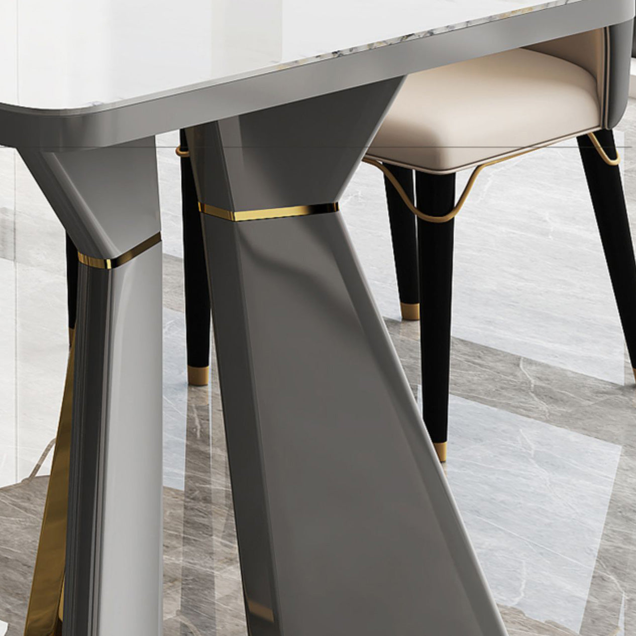 Glam Furniture Rectangle Stone Dining Room Table for Kitchen Clearhalo 'Dining Tables & Seating' 'Dining Tables' 'dining_table' 'furn' 'furn_dining_table' 'Furniture' 'Kitchen & Dining Furniture' 6796636