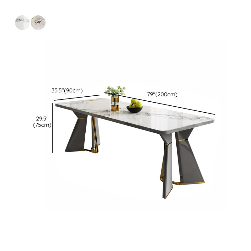 Glam Furniture Rectangle Stone Dining Room Table for Kitchen Clearhalo 'Dining Tables & Seating' 'Dining Tables' 'dining_table' 'furn' 'furn_dining_table' 'Furniture' 'Kitchen & Dining Furniture' 6796641