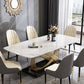 Glam Style Furniture Rectangle Stone Dining Room Table for Dining Room White Without Chairs Clearhalo 'Dining Tables & Seating' 'Dining Tables' 'dining_table' 'furn' 'furn_dining_table' 'Furniture' 'Kitchen & Dining Furniture' 6796643