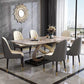 Glam Style Furniture Rectangle Stone Dining Room Table for Dining Room Gray 63"L x 35.4"W x 29.9"H Without Chairs Clearhalo 'Dining Tables & Seating' 'Dining Tables' 'dining_table' 'furn' 'furn_dining_table' 'Furniture' 'Kitchen & Dining Furniture' 6796645