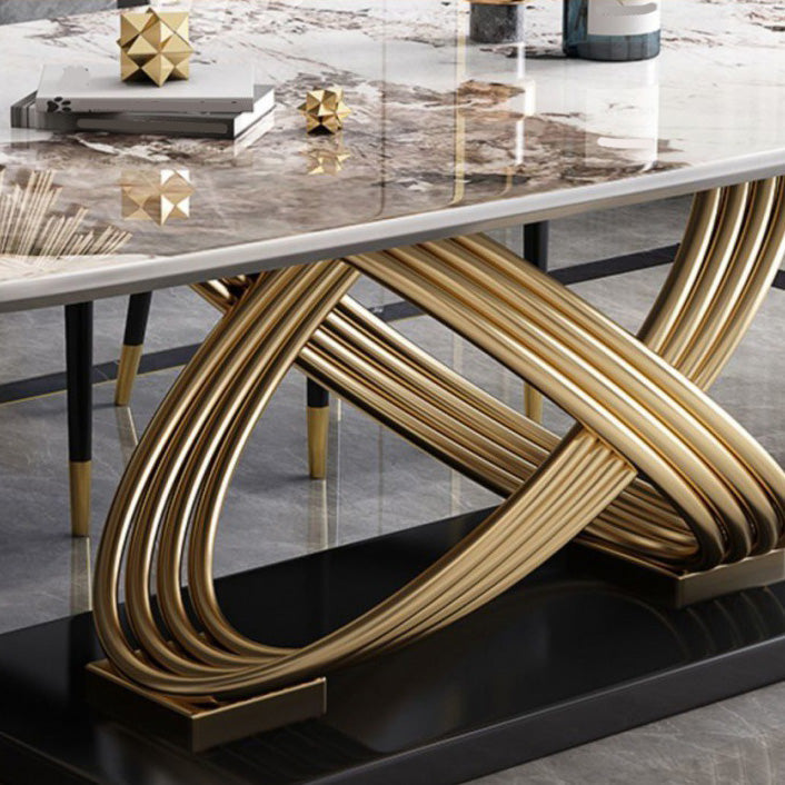 Glam Style Furniture Rectangle Stone Dining Room Table for Dining Room Clearhalo 'Dining Tables & Seating' 'Dining Tables' 'dining_table' 'furn' 'furn_dining_table' 'Furniture' 'Kitchen & Dining Furniture' 6796647