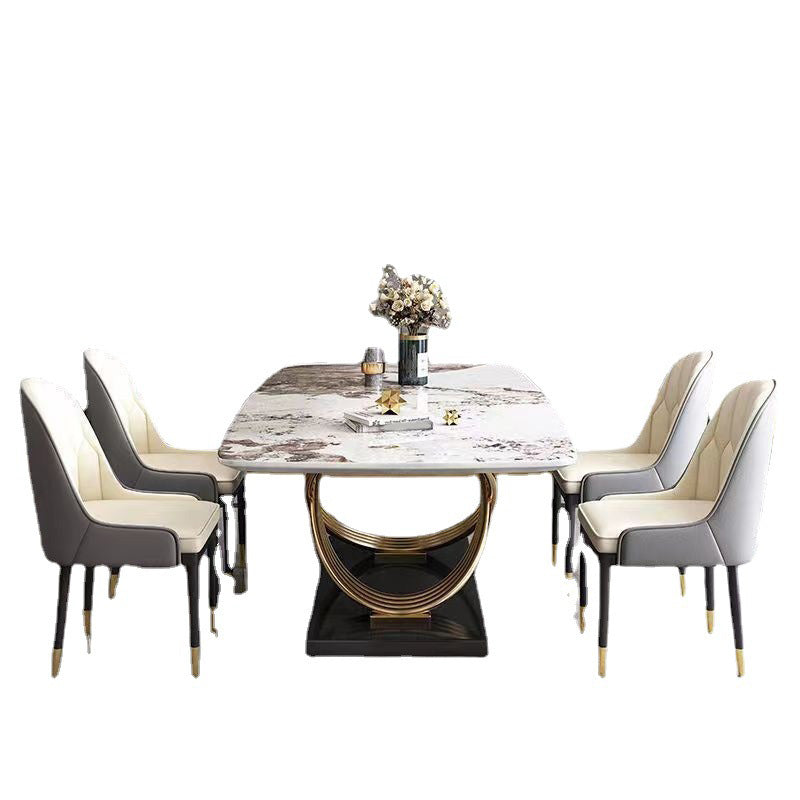 Glam Style Furniture Rectangle Stone Dining Room Table for Dining Room Clearhalo 'Dining Tables & Seating' 'Dining Tables' 'dining_table' 'furn' 'furn_dining_table' 'Furniture' 'Kitchen & Dining Furniture' 6796648