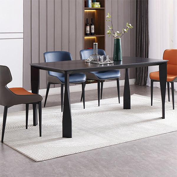 Industrial Dining Table Rectangle Stone Dinette Table in Black 70.9"L x 35.4"W x 29.5"H Without Chairs Clearhalo 'Dining Tables & Seating' 'Dining Tables' 'dining_table' 'furn' 'furn_dining_table' 'Furniture' 'Kitchen & Dining Furniture' 6796661