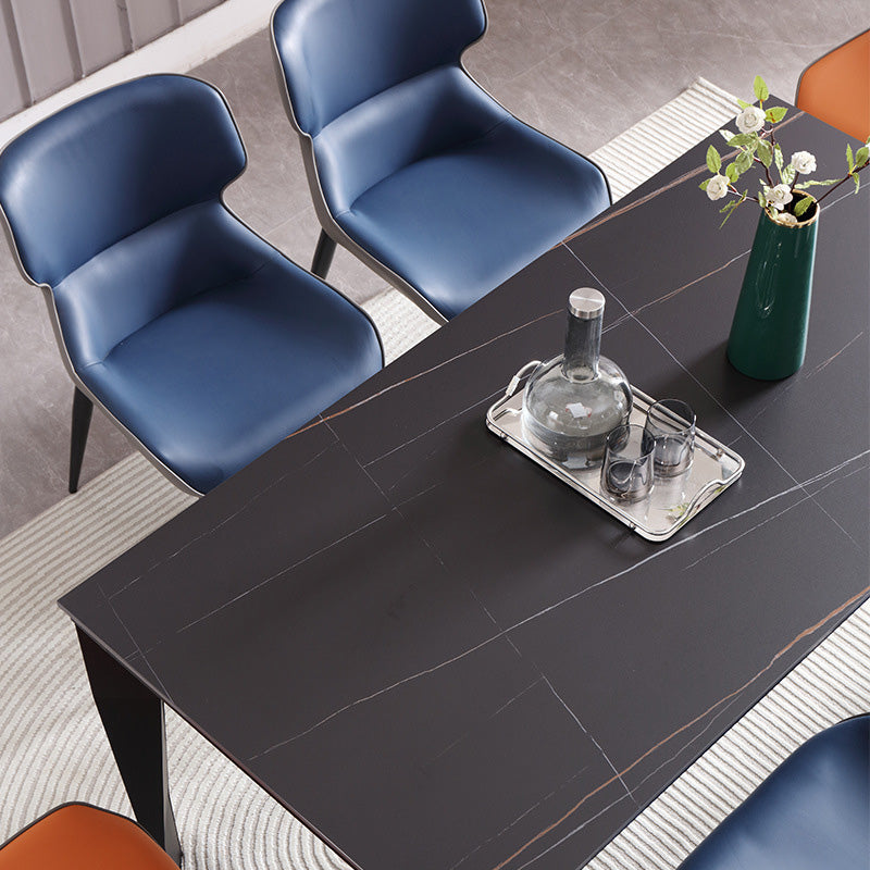 Industrial Dining Table Rectangle Stone Dinette Table in Black Clearhalo 'Dining Tables & Seating' 'Dining Tables' 'dining_table' 'furn' 'furn_dining_table' 'Furniture' 'Kitchen & Dining Furniture' 6796662