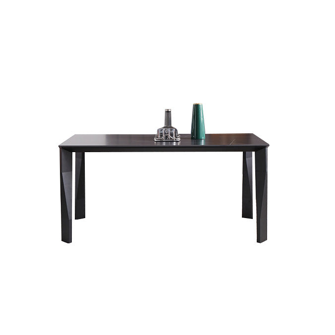 Industrial Dining Table Rectangle Stone Dinette Table in Black Clearhalo 'Dining Tables & Seating' 'Dining Tables' 'dining_table' 'furn' 'furn_dining_table' 'Furniture' 'Kitchen & Dining Furniture' 6796663