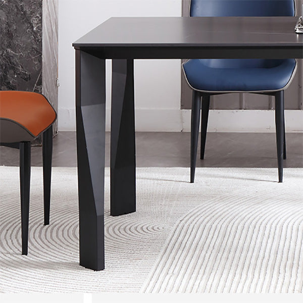 Industrial Dining Table Rectangle Stone Dinette Table in Black Clearhalo 'Dining Tables & Seating' 'Dining Tables' 'dining_table' 'furn' 'furn_dining_table' 'Furniture' 'Kitchen & Dining Furniture' 6796664