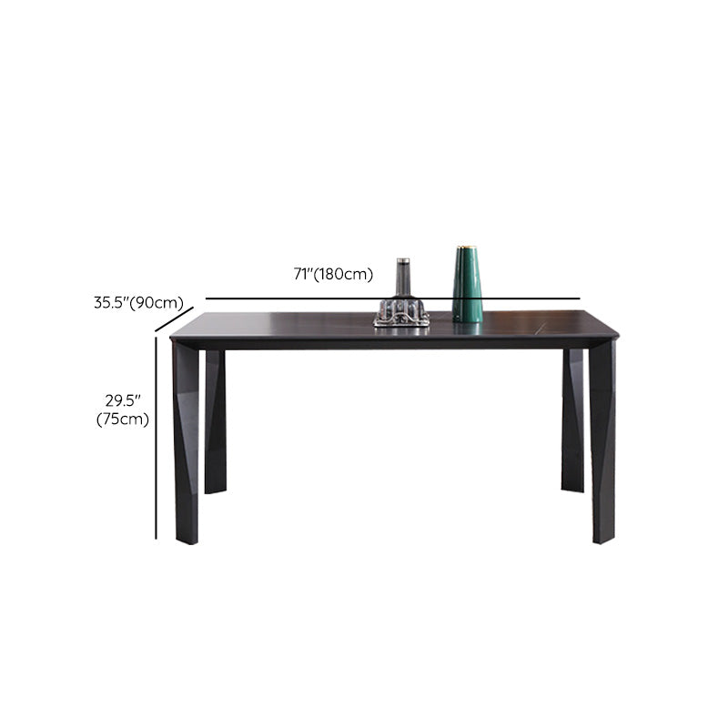 Industrial Dining Table Rectangle Stone Dinette Table in Black Clearhalo 'Dining Tables & Seating' 'Dining Tables' 'dining_table' 'furn' 'furn_dining_table' 'Furniture' 'Kitchen & Dining Furniture' 6796668