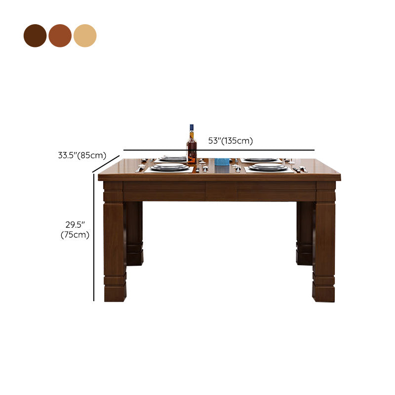 Vaste houten eettafel 4 benen eetkamer tafel voor keuken