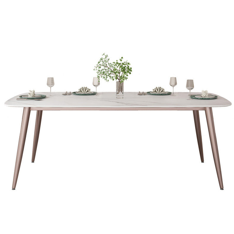 Glam Style Furniture Stone Rectangle Dining Room Table in White Without Chairs Clearhalo 'Dining Tables & Seating' 'Dining Tables' 'dining_table' 'furn' 'furn_dining_table' 'Furniture' 'Kitchen & Dining Furniture' 6796713