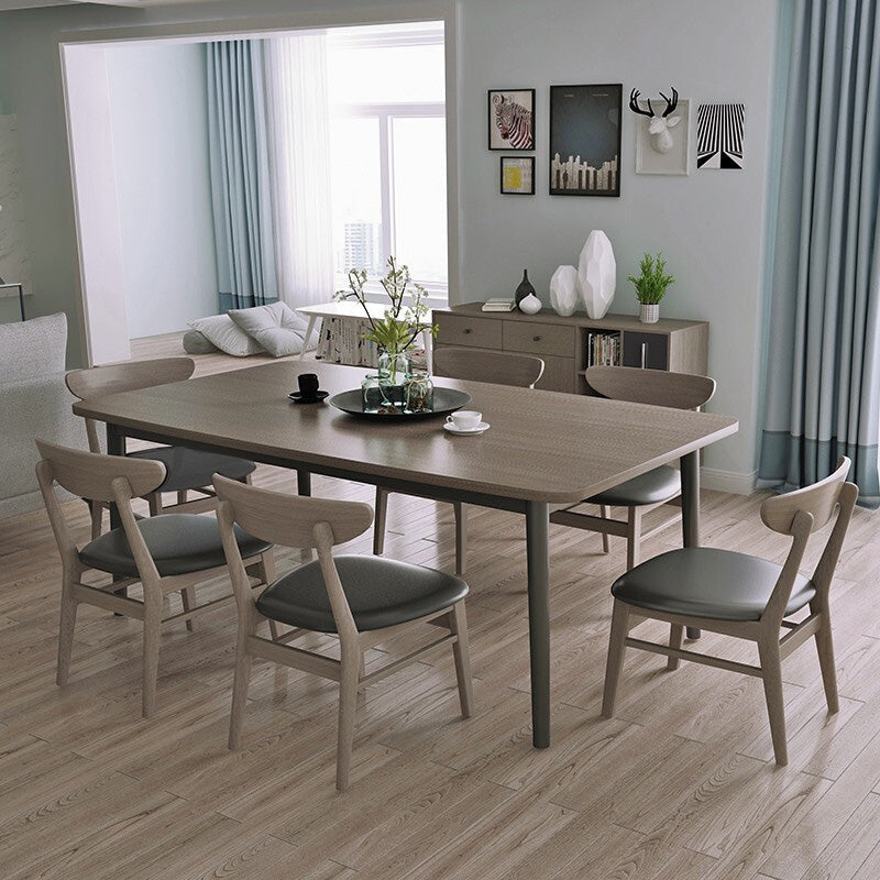 Simplicity Style Furniture Rectangle Solid Wood Dining Room Table in Brown
