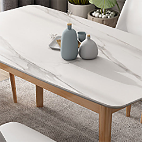 Mesa de comedor Simplicity, muebles rectangulares de piedra en blanco
